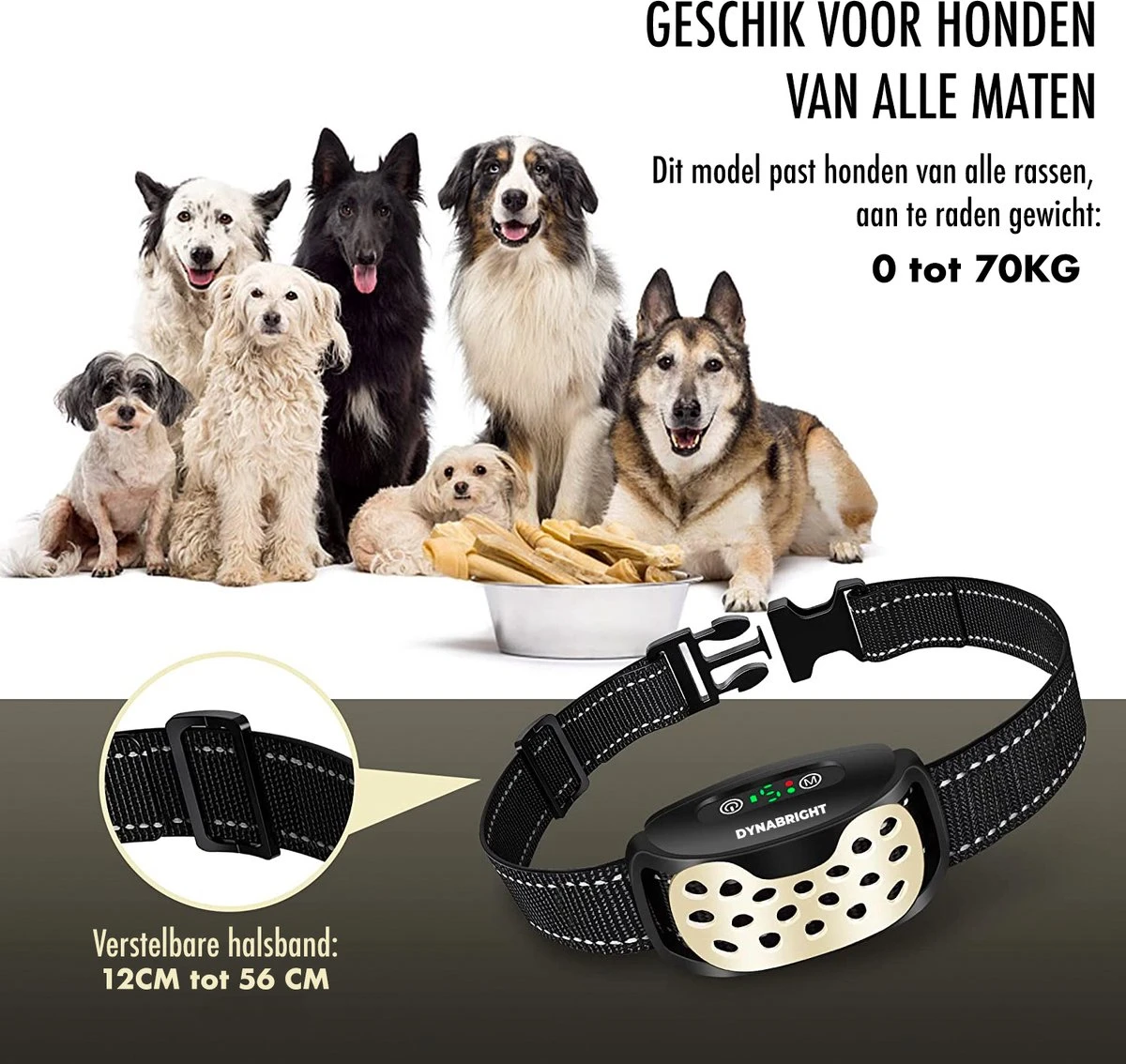 DynaBright Anti Blafband Voor Honden - 3-70KG - Diervriendelijk - Zonder Schok - Vibratie En Audio - Anti Blaf Band 4 DynaBright Anti Blafband Voor Honden - 3-70KG - Diervriendelijk - Zonder Schok - Vibratie En Audio - Anti Blaf Band - Image 2