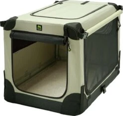 Maelson Soft Kennel - Robuuste Hondenbench Van Zacht Materiaal - Opvouwbare Kennel Met Stevig Stalen Binnenframe - Beige/zwart - XXS / XS / S / M / L / XL / XXL - 92 L