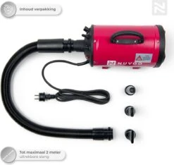 Nuvoo Professionele Hondenföhn / Waterblazer / Hondenborstel Met 3 Opzetstukken - Verstelbare Vermogen Tot 2200W - Warme / Koude Stand - Rood -Huisdierbenodigdheden Korting 1200x1136 7