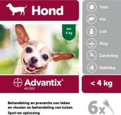 Bayer Advantix Vlooien & Teken Pipetten - Hond Tot 4Kg - 6 Stuks -Huisdierbenodigdheden Korting 1200x1137 8