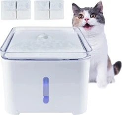 Drinkfontein Voor Huisdieren, 2,0 L Drinkfontein Voor Huisdieren Met Filter Voor Katten En Honden, Automatische Stille Drinkfontein Voor Huisdieren Met Led-verlichting-plein
