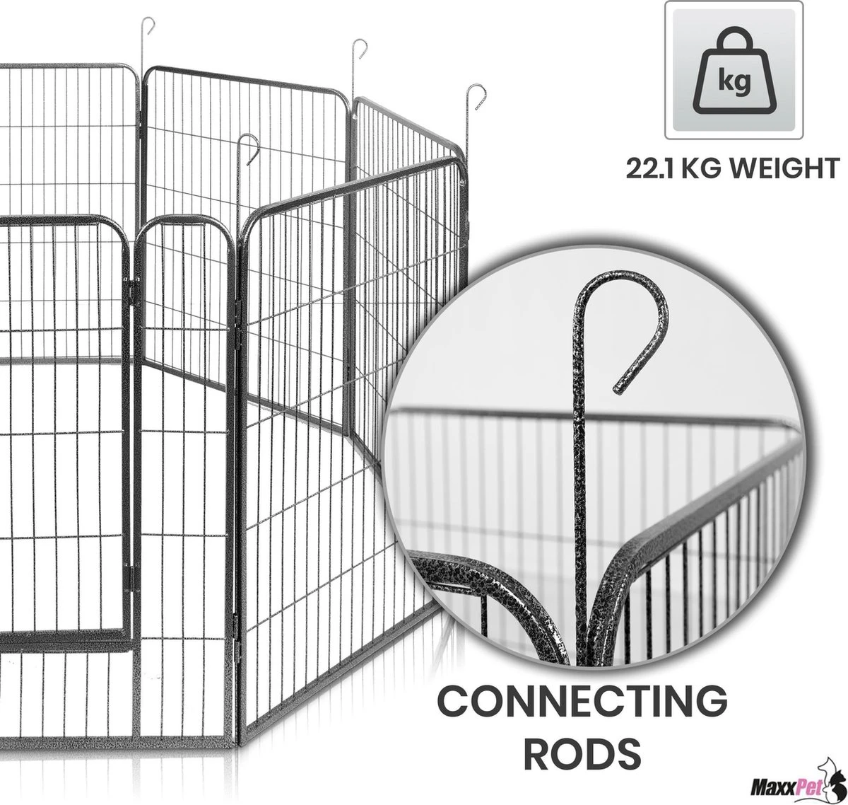 MaxxPet Puppyren - Hondenbench - Hondenren- Puppyren Met 8 Kennelpanelen - Staal -80 X 100 Cm Ø 210 Cm 11 MaxxPet Puppyren - Hondenbench - Hondenren- Puppyren Met 8 Kennelpanelen - Staal -80 X 100 Cm Ø 210 Cm - Image 9