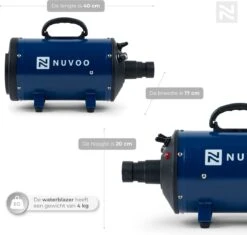 Nuvoo Professionele Hondenföhn / Waterblazer / Hondenborstel Met 3 Opzetstukken - Verstelbare Vermogen Tot 2200W - Warme / Koude Stand - Blauw -Huisdierbenodigdheden Korting 1200x1140 10