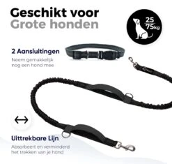Canicross Looplijn Hond Met Heupriem Voor Hardlopen - Elastische Handsfree Hondenriem - Honden Trainingslijn - 150/210cm - Zwart -Huisdierbenodigdheden Korting 1200x1140 2