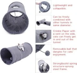 Fuzly Kattentunnel - Speeltunnel - Antraciet - Extra Stevig - Suede - 130cm X 30cm - Large -Huisdierbenodigdheden Korting 1200x1140 23