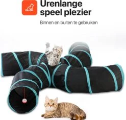 Tavaro Kattentunnel 5 Gangen - Met Speelbal - Kattenspeelgoed - Zwart / Blauw -Huisdierbenodigdheden Korting 1200x1140 24