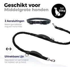 Canicross Looplijn Hond Met Heupriem Voor Hardlopen - Elastische Handsfree Hondenriem - Honden Trainingslijn - 150/210cm - Zwart -Huisdierbenodigdheden Korting 1200x1140 6