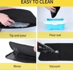 Nobleza Kattenbakmat - Kattenmat Met Filter - Kattenbak Accessoires - Grit Opvanger - 3 Lagen - Waterdicht - 60x45 Cm - Opvouwbaar - Zwart -Huisdierbenodigdheden Korting 1200x1143 23