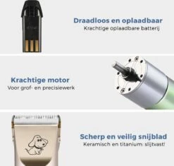 LifeGoods Hondentondeuse - Voor Katten En Honden - Complete Set - 5 Standen - Draadloos - Oplaadbaar - Goud/Zwart -Huisdierbenodigdheden Korting 1200x1143 5