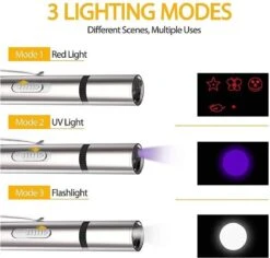 Merkloos Laserpen - Daily Accessoires - USB Oplaadbaar - Kattenspeeltjes - Laserlampje - 7 Verschillende Standen - RVS Zilver - Zaklamp - UV Lamp – Kattenspeelgoed -Huisdierbenodigdheden Korting 1200x1146 19