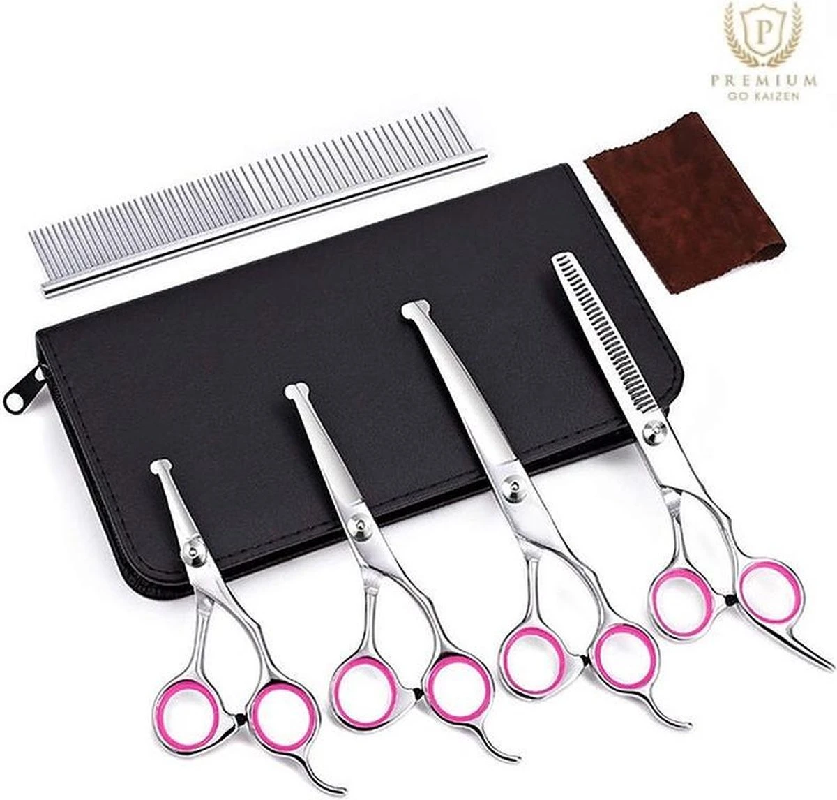 Professionele Hondenscharen Set - Extra Veilige Grooming Set - Trimscharen Voor Honden - Knipschaar - Effileerschaar / Uitdunschaar - Gebogen Schaar Met Ronde Punt - Precisieschaar - Hondenverzorging - Inclusief Kam, 2 Haarclips En Luxe Opbergdoos 3 Professionele Hondenscharen Set - Extra Veilige Grooming Set - Trimscharen Voor Honden - Knipschaar - Effileerschaar / Uitdunschaar - Gebogen Schaar Met Ronde Punt - Precisieschaar - Hondenverzorging - Inclusief Kam, 2 Haarclips En Luxe Opbergdoos