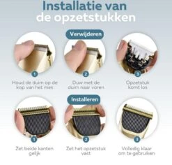 BYER Professionele Dieren Tondeuse Set - Voor Huisdieren Katten & Honden - Draadloos - Oplaadbare Pet Trimmer - Dog Tondeuze Clipper - 5 Standen & Vier Opzetkammen - Low Noise -Huisdierbenodigdheden Korting 1200x1148 4