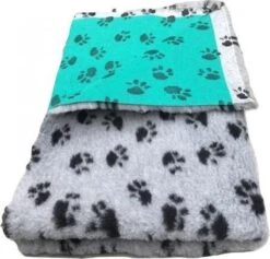 Vet Bed Grijs Met Voetprint Groene Rug 22mm 150x100 Cm -Huisdierbenodigdheden Korting 1200x1150 20