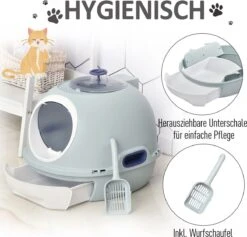PawHut Kattentoilet Kattenbak Dakraam Bodembak Schep Draagbaar PP ABS D31-012 -Huisdierbenodigdheden Korting 1200x1150 22