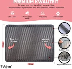 TEBJEN Kattenbakmat – Kattenbak Mat Grit Opvanger - Schoonloop Katten Mat – Dubbele Waterdichte Laag – Uitloopmat Kattenbak – Kattenbak Accessoires - Met Speelgoedmuisje En Schepje - 30cm * 30cm -Huisdierbenodigdheden Korting 1200x1150 24
