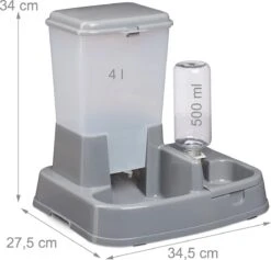 Relaxdays Voer-en Drinkbak 2 In 1- Honden Katten - Voederdispenser - Eetbak - Waterbak Donkergrijs -Huisdierbenodigdheden Korting 1200x1151 4