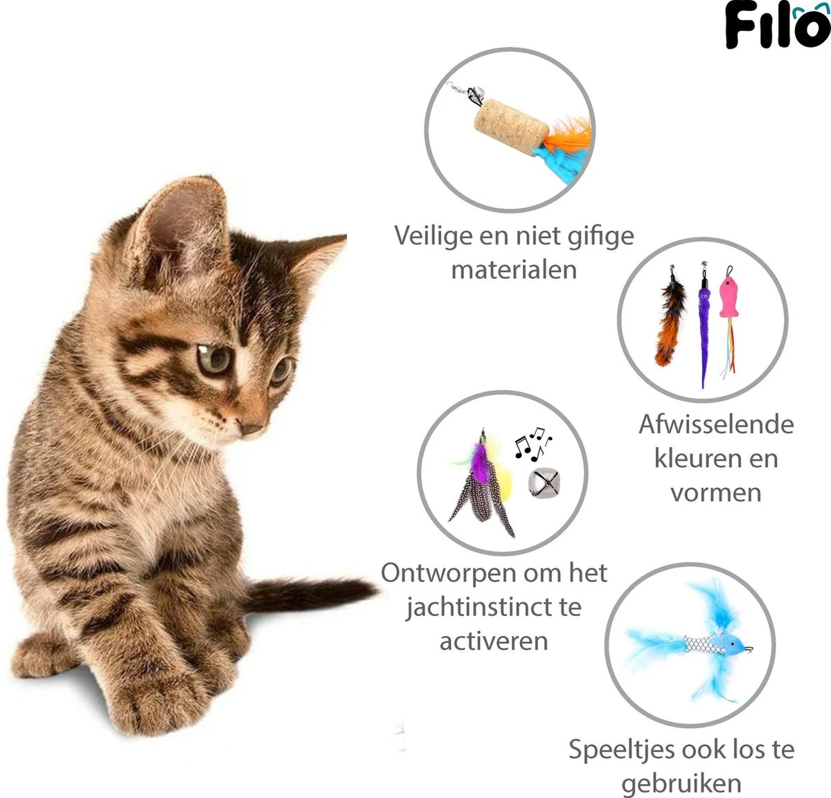 Filo Kattenhengel Set + 12 Kattenspeeltjes – Speelhengels Interactief Kattenspeelgoed – Hengel Kattenspeeltje Kittens - Speelgoed Speelhengel Vis Kat En Kitten 9 Filo Kattenhengel Set + 12 Kattenspeeltjes – Speelhengels Interactief Kattenspeelgoed – Hengel Kattenspeeltje Kittens - Speelgoed Speelhengel Vis Kat En Kitten - Image 7