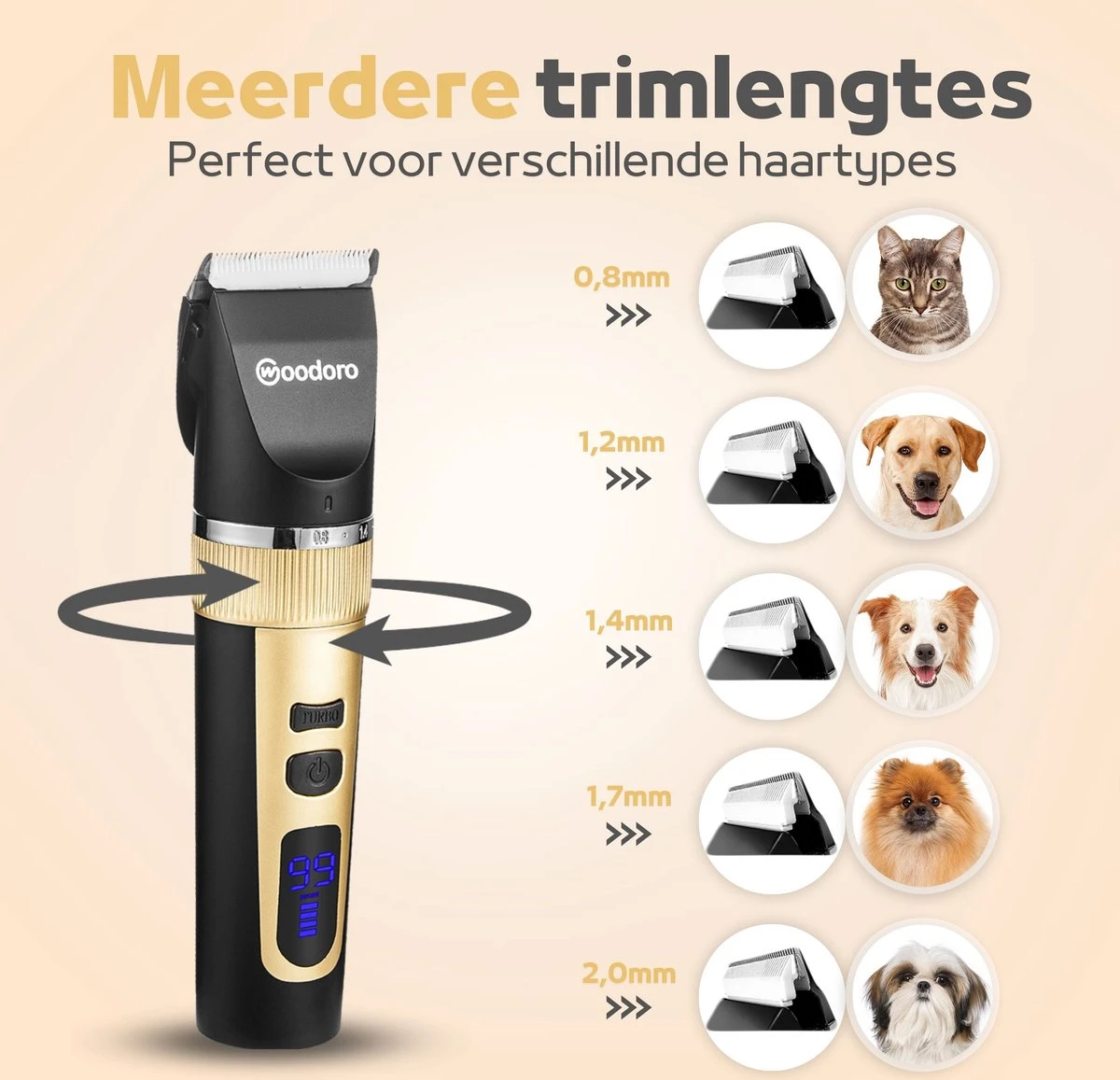 Woodoro Professionele 2-in-1 Hondentondeuse Voor Dikke Vacht – Draadloze Honden Tondeuse & Hondentrimmer – Stille Tondeuse Katten & Honden Trimset 8 Woodoro Professionele 2-in-1 Hondentondeuse Voor Dikke Vacht – Draadloze Honden Tondeuse & Hondentrimmer – Stille Tondeuse Katten & Honden Trimset - Image 6