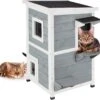 Relaxdays Kattenhuis Buiten - Groot Kattenhok Binnen - Hoog Kattenmeubel Grijs Hout - Tuin -Huisdierbenodigdheden Korting 1200x1158 19