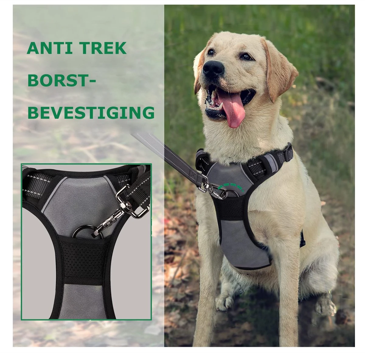 Mister Mill Hondentuigje 2x Klikgesp Maat L Grijs - Anti-Trek Tuig Hondenharnas - Y Tuig Hond Reflecterend 6 Mister Mill Hondentuigje 2x Klikgesp Maat L Grijs - Anti-Trek Tuig Hondenharnas - Y Tuig Hond Reflecterend - Image 4