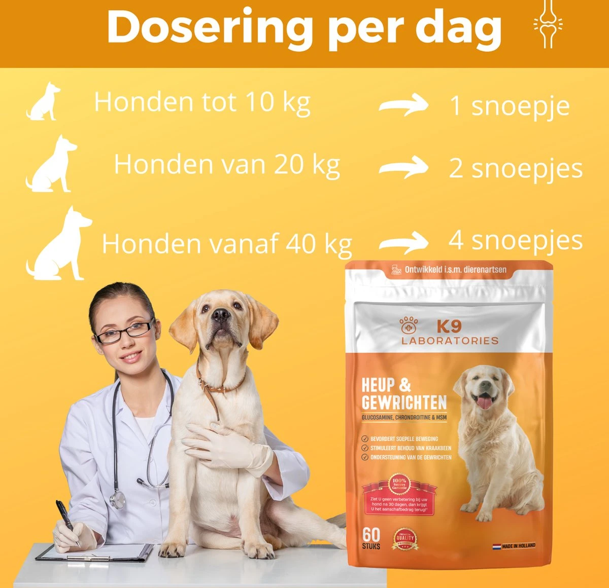 K9 Laboratories - Voordeel Pak - 120 Stuks - Voor Honden - Met Gewrichtsklachten - Artrose - Stijve Gewrichten - Ouderdom - HD - ED - Bevat Glucosamine - MSM - Chondorïtine - Voor Behoud Van Kraakbeen 6 K9 Laboratories - Voordeel Pak - 120 Stuks - Voor Honden - Met Gewrichtsklachten - Artrose - Stijve Gewrichten - Ouderdom - HD - ED - Bevat Glucosamine - MSM - Chondorïtine - Voor Behoud Van Kraakbeen - Image 4