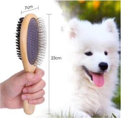 Merkloos Nobleza Dierenborstel - Hondenborstel - Kattenborstel - Tweezijdig - Dubbelzijdig - Hout - Maat L -Huisdierbenodigdheden Korting 1200x1166 1