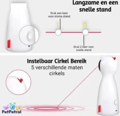 PetPetrol Automatisch Kattenspeeltje – Laser – Kattenlaser - Intelligent Interactief Voor Katten – Laser Kat – 9 Verschillende Standen – Incl. Oplaadkabel – Geruisloze Motor -Huisdierbenodigdheden Korting 1200x1167 40