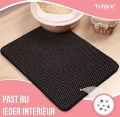 TEBJEN Kattenbakmat – Kattenbak Mat Grit Opvanger - Schoonloop Katten Mat – Dubbele Waterdichte Laag – Uitloopmat Kattenbak – Kattenbak Accessoires - Met Speelgoedmuisje En Schepje - 40x50cm -Huisdierbenodigdheden Korting 1200x1167 45