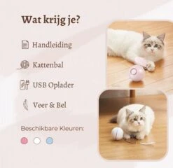 MyBuddy - Interactieve Zelf Rollende Bal - Kattenspeeltjes - Kattenspeelgoed - Bal Voor Katten - LED Lights - Speelgoed - USB - Roze -Huisdierbenodigdheden Korting 1200x1168 21