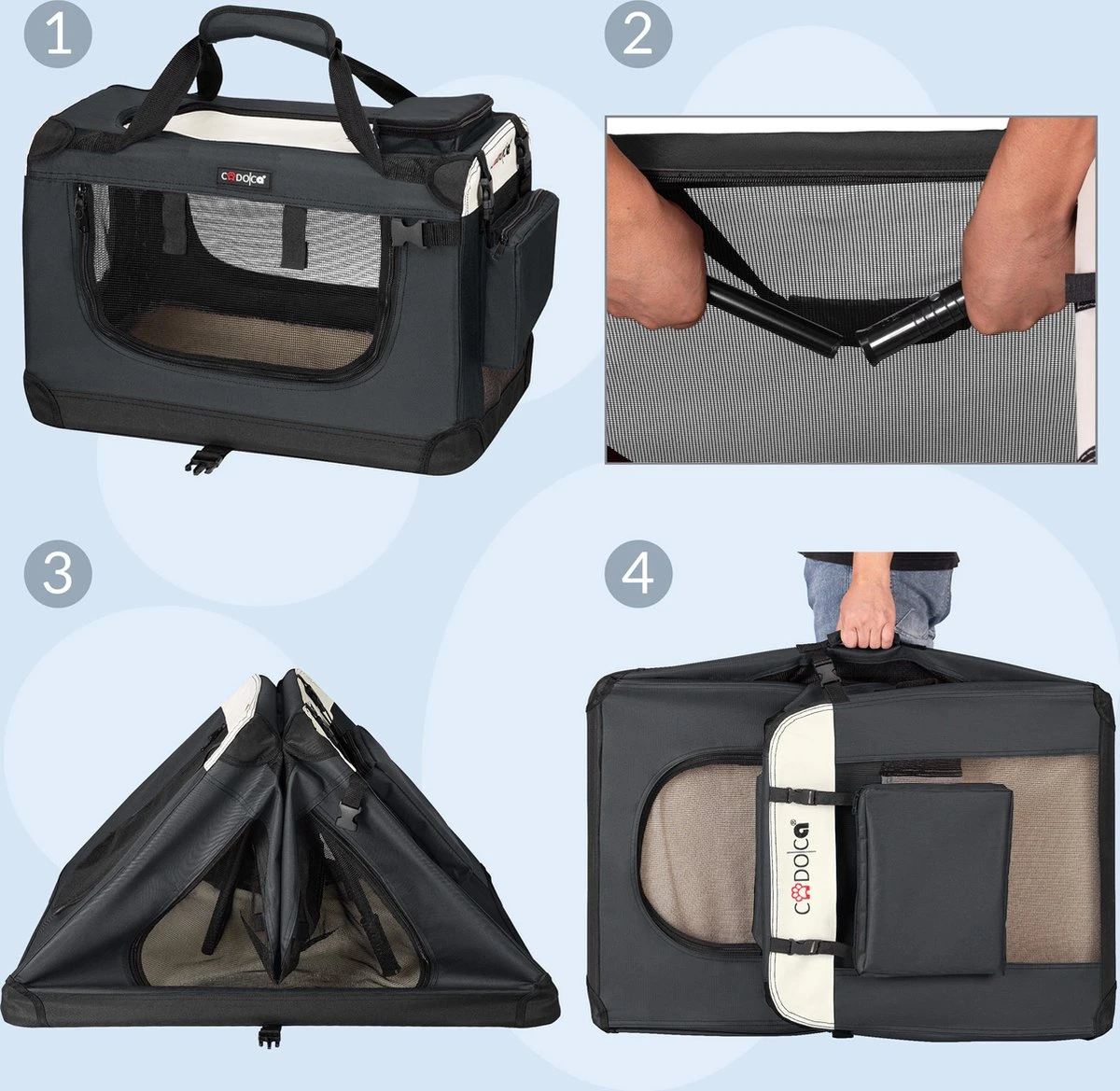 Cadoca Honden & Katten Reismand XL - 81x56x58cm - Antraciet 6 Cadoca Honden & Katten Reismand XL - 81x56x58cm - Antraciet - Image 4