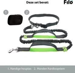 Filo Elastische Hondenriem Groot - Hardlopen En Wandelen - Hardloopriem Hond Handsfree Met Heuptasje - Looplijn Met Heupriem - Canicross Gordel Honden - Riemen - Heupgordel - Leiband -Huisdierbenodigdheden Korting 1200x1170