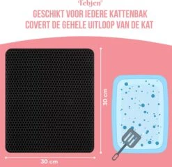 TEBJEN Kattenbakmat – Kattenbak Mat Grit Opvanger - Schoonloop Katten Mat – Dubbele Waterdichte Laag – Uitloopmat Kattenbak – Kattenbak Accessoires - Met Speelgoedmuisje En Schepje - 30cm * 30cm -Huisdierbenodigdheden Korting 1200x1171 19