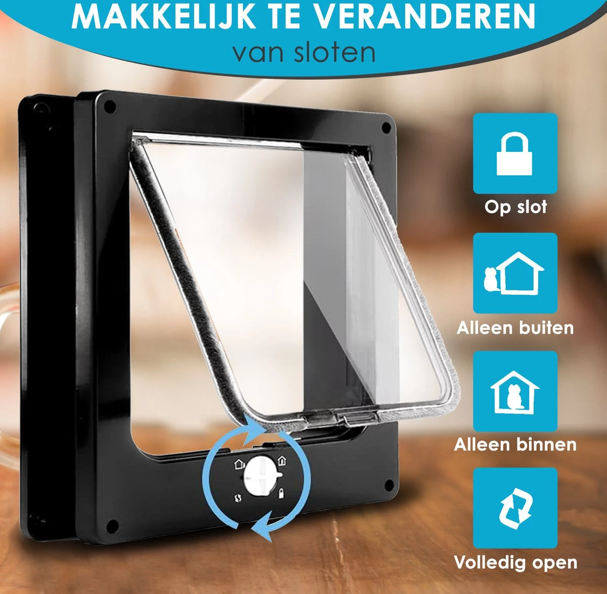 Gluxury Kattenluik Zwart Met Tunnel - 4 Vergrendelingsstanden - Weerbestendig - Binnen En Buiten - Maat L - Nederlandse Handleiding 5 Gluxury Kattenluik Zwart Met Tunnel - 4 Vergrendelingsstanden - Weerbestendig - Binnen En Buiten - Maat L - Nederlandse Handleiding - Image 3