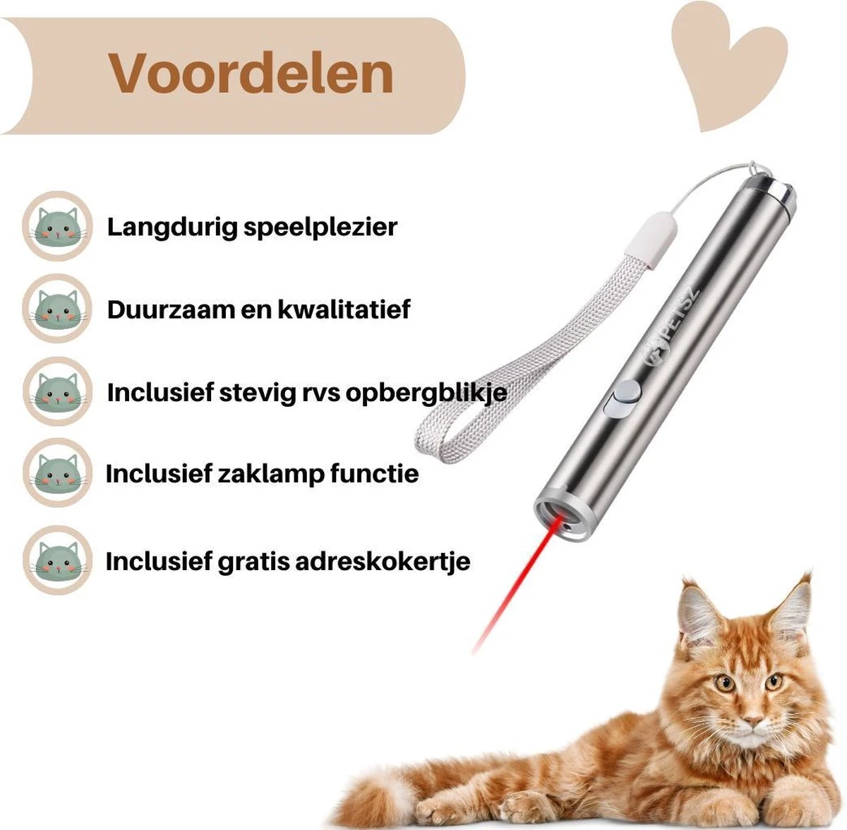Laserpen - Kattenspeeltjes - Zaklamp - Kat - Laser - Kattenspeelgoed - RVS Opbergblikje 4 Laserpen - Kattenspeeltjes - Zaklamp - Kat - Laser - Kattenspeelgoed - RVS Opbergblikje - Image 2
