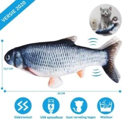 TwinQ Dansende Vis - Bewegende Vis Met Kattenkruid - Kattenspeeltjes - USB Oplaadbaar - Speelgoed Voor Katten - Incl. Kattenlampje -Huisdierbenodigdheden Korting 1200x1175 24