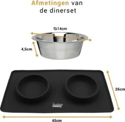 Loving Owner - Voerbak Met Anti-slip Mat - Klein Huisdier - Voerbak Hond En Kat - RVS - Zwart -Huisdierbenodigdheden Korting 1200x1176 11