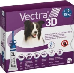 VECTRA 3D Hond - 10 Tot 25 Kg - Anti Vlooien- En Tekendruppels - 3 Pipetten