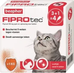 Beaphar Fiprotec Kat - Vlooienbestrijding - >1 Kg - 4 Pipetten -Huisdierbenodigdheden Korting 1200x1177 19