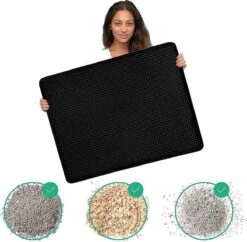 IGOODS - Kattenbakmat Met Filter - 45 X 60 - Waterdicht - Dubbele Laag - Zwart -Huisdierbenodigdheden Korting 1200x1177 24