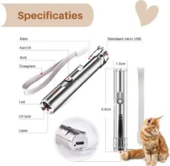 Laserpen - USB - Kattenspeeltjes - Zaklamp - Kat - Laser - Kattenspeelgoed - RVS Opbergblikje -Huisdierbenodigdheden Korting 1200x1178 25