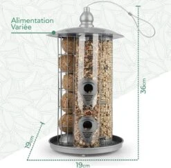 WILDLIFE FRIEND I Deluxe 3-in-1 Bird Feeder | 19cm X 19cm X 36cm | Silver Metal - Tit Dumpling Holder, Seed Feeder & Peanut Feeder, Bird Feeder Voor Kleinere Wilde Vogels. -Huisdierbenodigdheden Korting 1200x1178 29