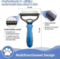 TwinQ Vachtverzorgingsset Hond/kat - Professionele 2-zijdige Ondervacht Kam - Klittenkam Voor Honden En Katten - Verwijderd Klitten En Voorkomt Haaruitval - Incl. Vlooienkam En Tandenborstel -Huisdierbenodigdheden Korting 1200x1178 9