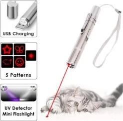 Merkloos Laserpen - Daily Accessoires - USB Oplaadbaar - Kattenspeeltjes - Laserlampje - 7 Verschillende Standen - RVS Zilver - Zaklamp - UV Lamp – Kattenspeelgoed -Huisdierbenodigdheden Korting 1200x1179 14