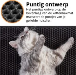 Behave Kattenbakmat - Dubbele Laag - Honingraatdesign - Waterdicht - Katten Grit Opvanger - Schoonloopmat - Kattenbak Mat - Zwart - 45*60 Cm -Huisdierbenodigdheden Korting 1200x1179 18