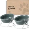 GIZMO 2x Voerbak Kat/Hond (Groot) - 800ML - Donkergroen - Keramische Drink- & Voerbakken Met Standaard - 17.5 Cm - 2 Stuks -Huisdierbenodigdheden Korting 1200x1179 3