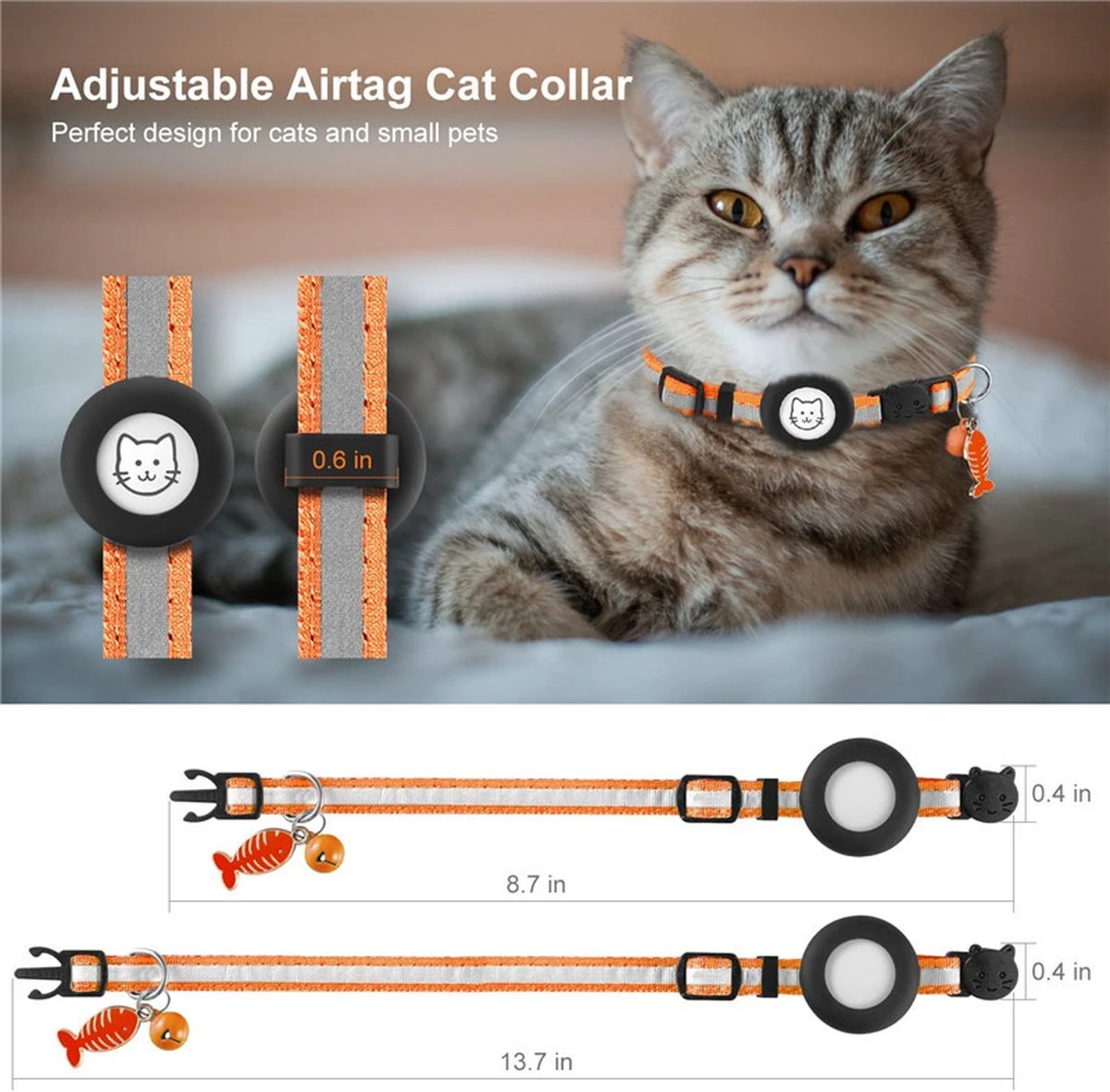 BJØRK™ Kattenhalsband Airtag - Reflecterend - Oranje - Verstelbaar - 20 Tot 30 Cm - Tracker- GPS - Geschikt Voor Apple AirTag - Kattenriem - Katten Accessoire - Halsband Kat Airtag 9 BJØRK™ Kattenhalsband Airtag - Reflecterend - Oranje - Verstelbaar - 20 Tot 30 Cm - Tracker- GPS - Geschikt Voor Apple AirTag - Kattenriem - Katten Accessoire - Halsband Kat Airtag - Image 7