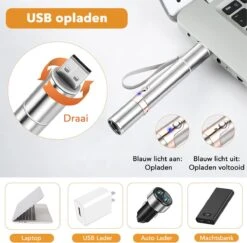 DOWO® - Laserpen - USB Oplaadbaar - Kattenspeeltjes - 7 Verschillende Standen - Laserlampje - RVS Zilver - Laser Pointer -Huisdierbenodigdheden Korting 1200x1181 16