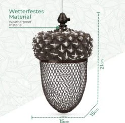 WILDLIFE FRIEND I Vogelvoederhuisje Voor Pinda's - Voederstation Eikel - Pindavoederhuisje Van Roestvrij Metaal, Vogelvoederhuisje Om Op Te Hangen - Voedersilo Eikelvorm Voor Wilde Vogels. -Huisdierbenodigdheden Korting 1200x1181 23