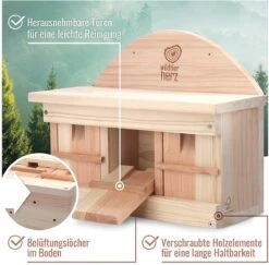 Wildtier Herz I Nestkast Voor Mussen Volgens NABU I 42cm X 32,5cm X 17cm Nestkasten Voor Vogels Van Massief Hout I Mussenhuis, Mussennestkast, Vogelmussenkolonie -Huisdierbenodigdheden Korting 1200x1181 24