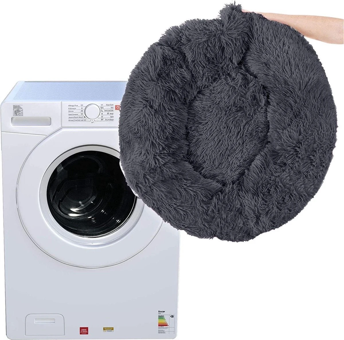 Hondenmand | Superzacht En Luxe | Wasbaar | Donut | Fluffy | Hondenkussen | 60cm | Grijs 4 Hondenmand | Superzacht En Luxe | Wasbaar | Donut | Fluffy | Hondenkussen | 60cm | Grijs - Image 2